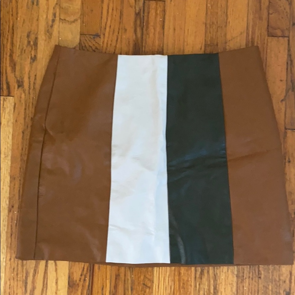 Camel Colored Striped “Wild Honey” Mini Skirt